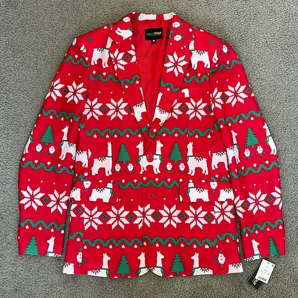 Tipsy Elves Christmas Suit Coat Red Sequin All Over Blazer With